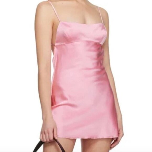 Danielle Guizio Dresses & Skirts - Danielle Guizio Pink Baby Backless Satin Mini Dress